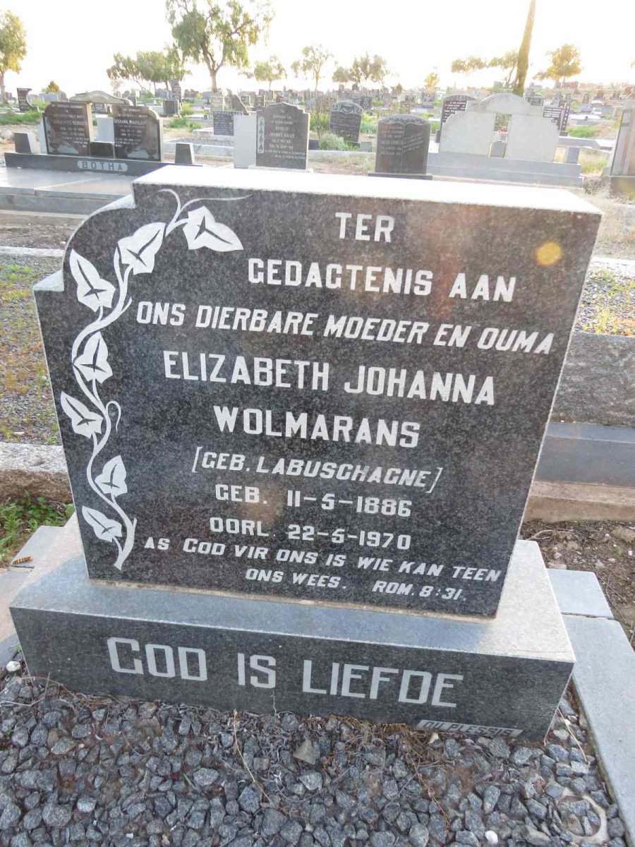 WOLMARANS Elizabeth Johanna nee LABUSCHAGNE 1886-1970
