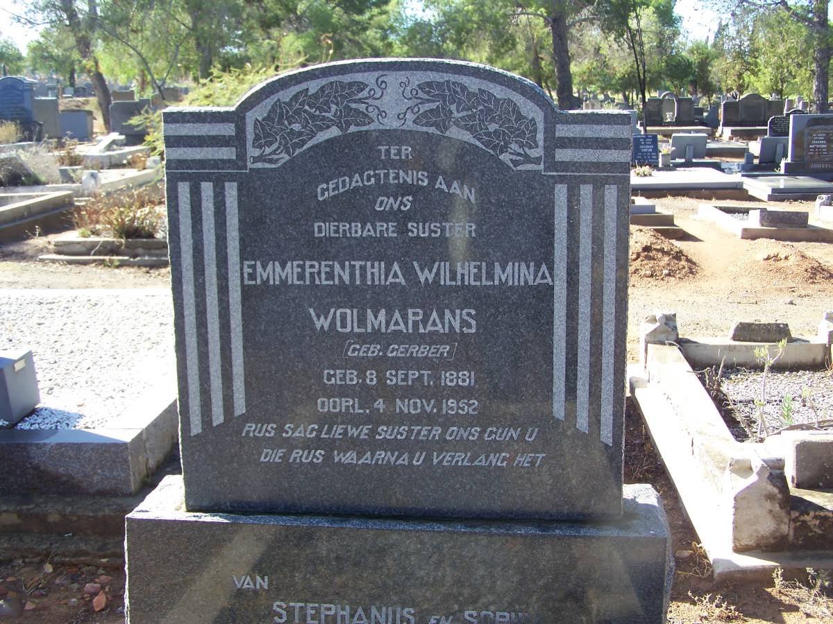 WOLMARANS Emmerenthia Wilhelmina nee GERBER 1881-1952