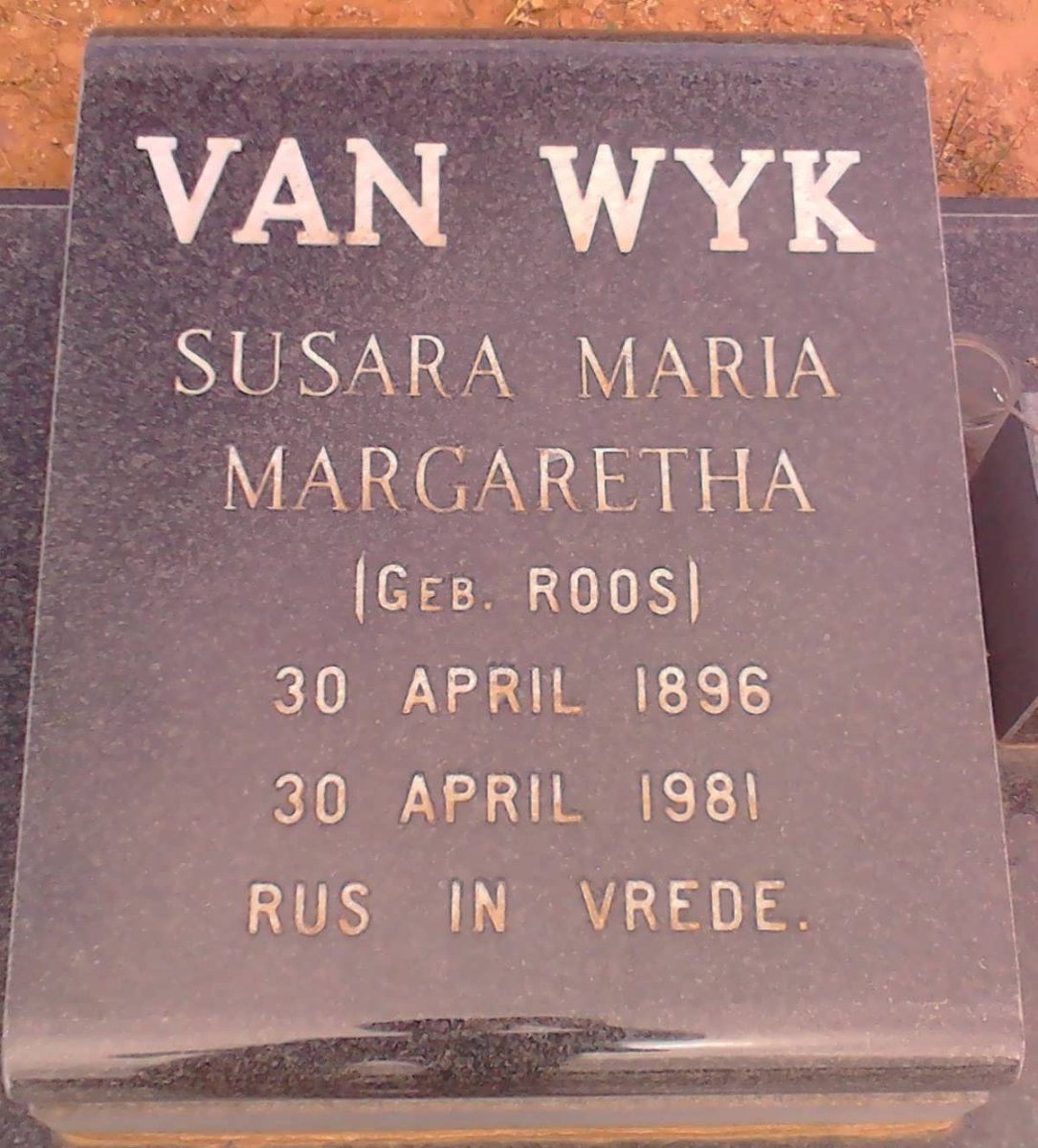 WYK Susara Maria Margaretha, van nee ROOS 1896-1981