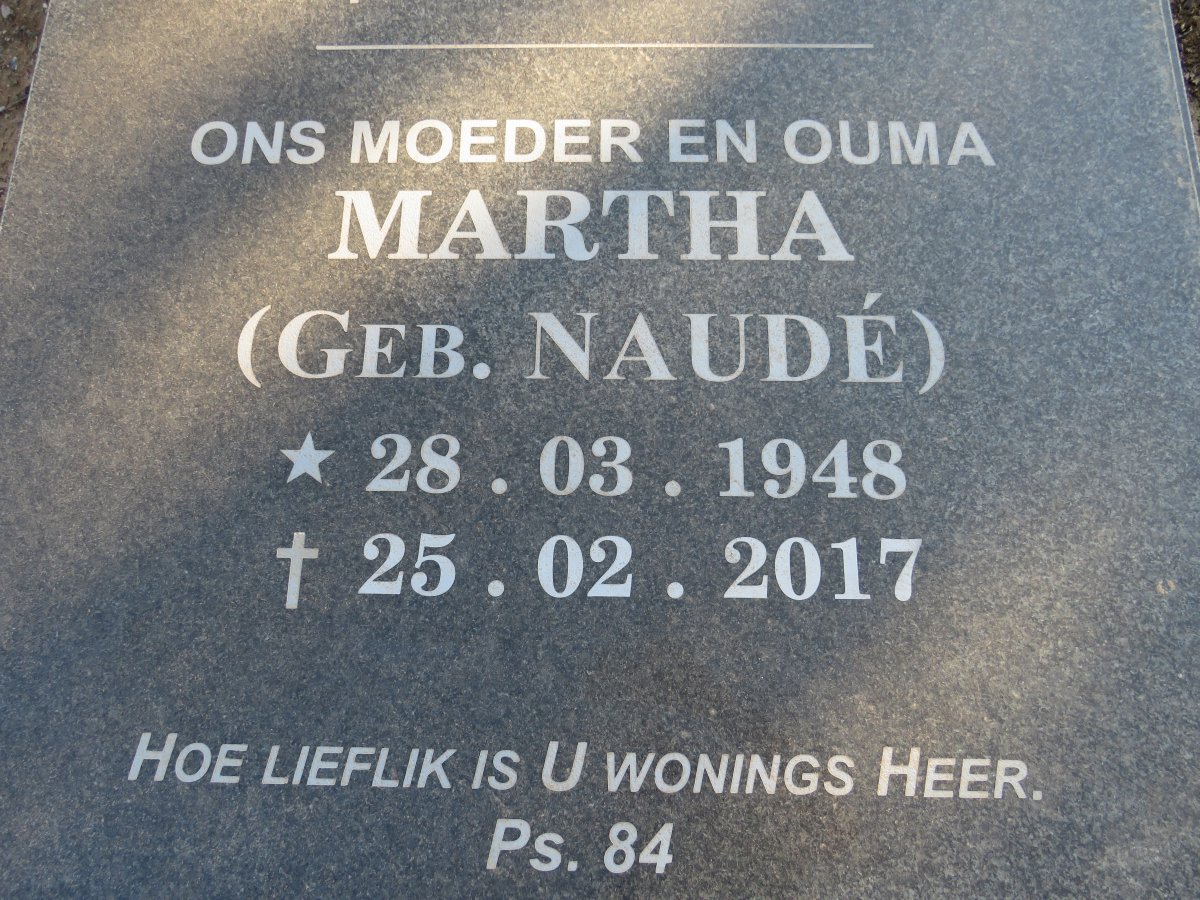 WYK Martha, van nee NAUDE 1948-2017