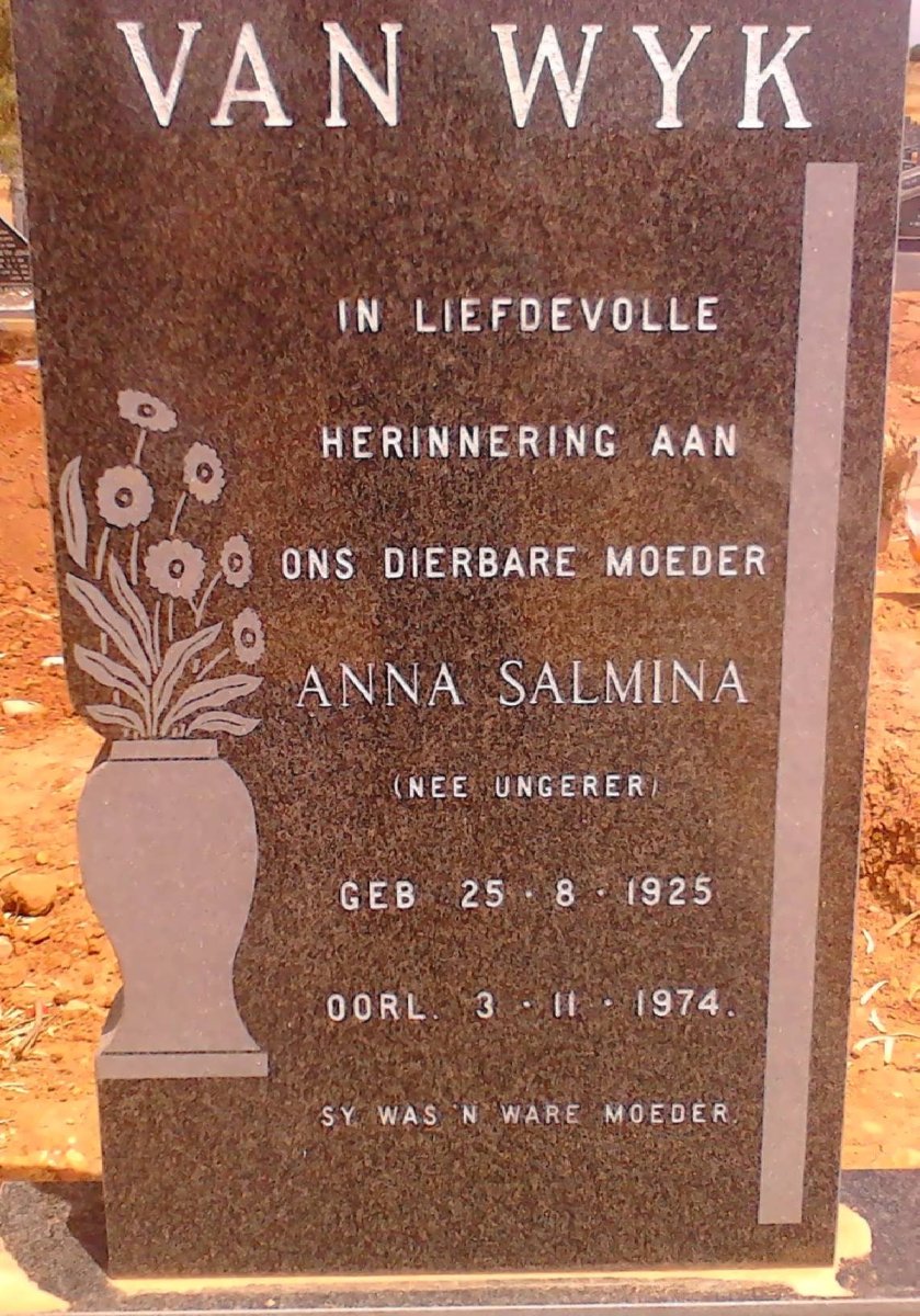 WYK Anna Salmina, van nee UNGERER 1925-1974
