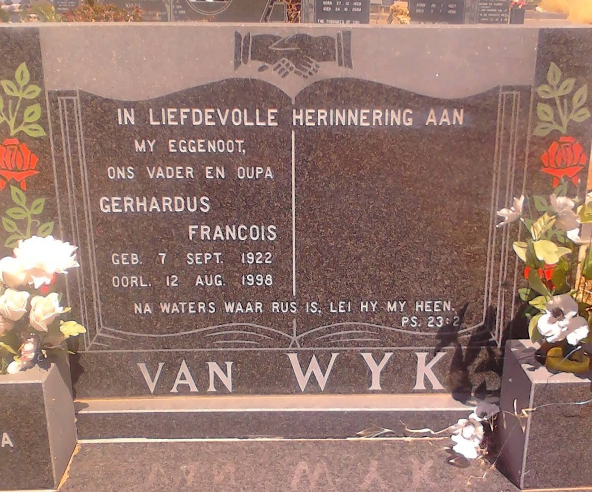 WYK Gerhardus Francois, van 1922-1998