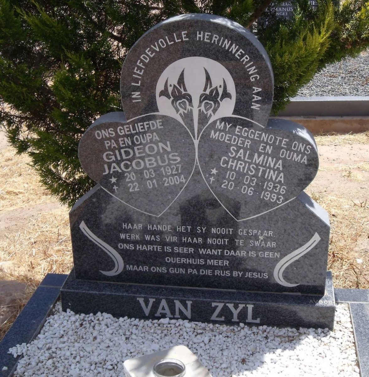 ZYL Gideon Jacobus, van 1927-2004 &amp; Salmina Christina 1936-1993