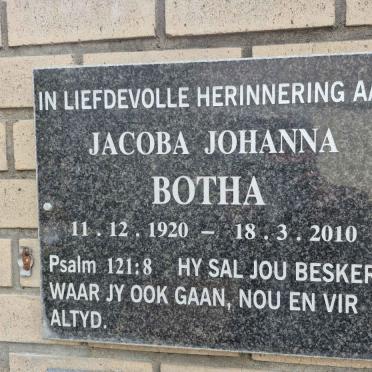 BOTHA Jacoba Johanna 1920-2010