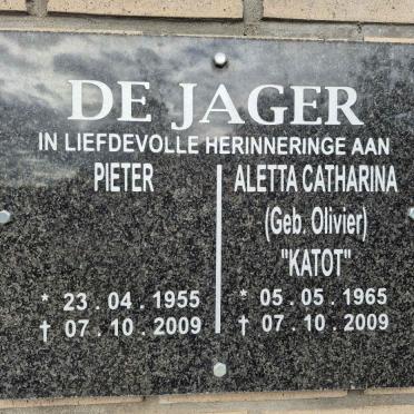 JAGER Pieter, de 1955-2009 & Aletta Catharina OLIVIER 1965-2009