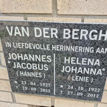 BERGH Johannes Jacobus, van der 1927-2011 & Helena Johanna 1922-2012