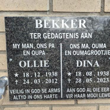 BEKKER Ollie 1938-2012 & Dina 1938-2023