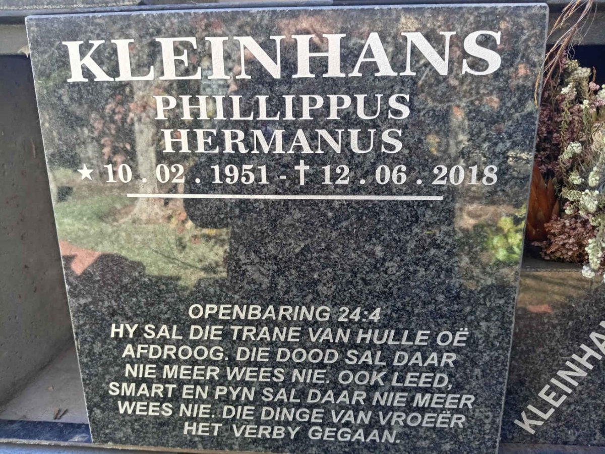 KLEINHANS Phillippus Hermanus 1951-2018
