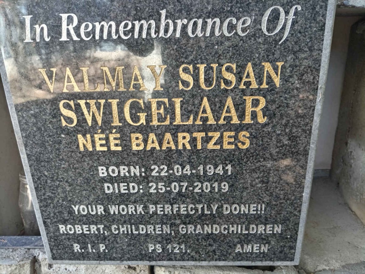 SWIGELAAR Valmay Susan nee BAARTZES 1941-2019