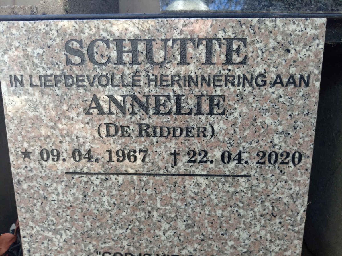 SCHUTTE Annelie nee DE RIDDER 1967-2020