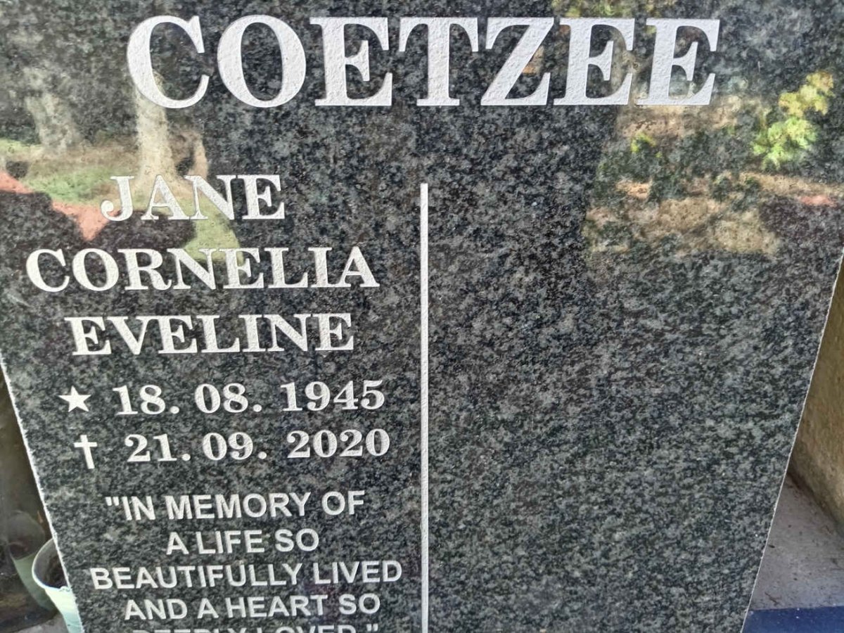 COETZEE Jane Cornelia Eveline 1945-2020