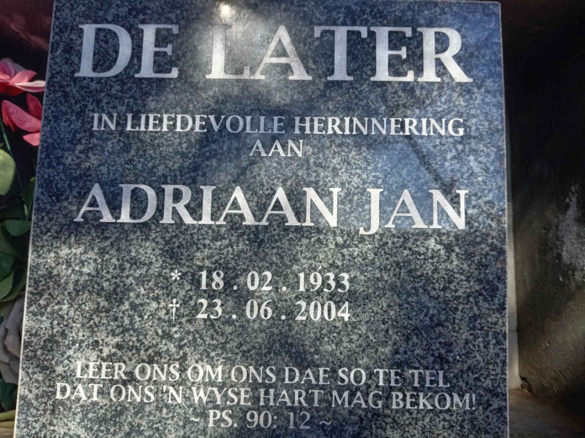 LATER Adriaan Jan, de 1933-2004