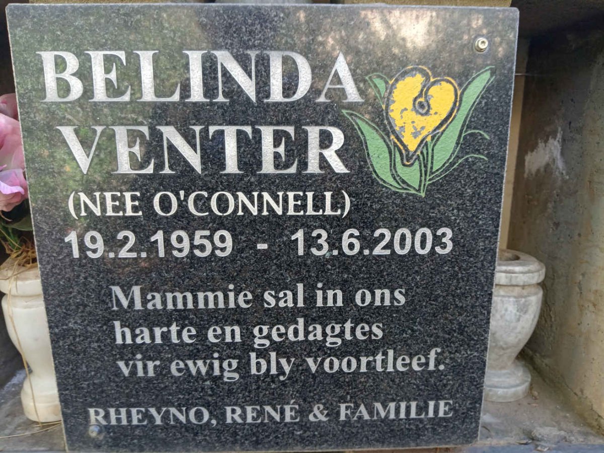 VENTER Belinda nee OCONNELL 1959-2003