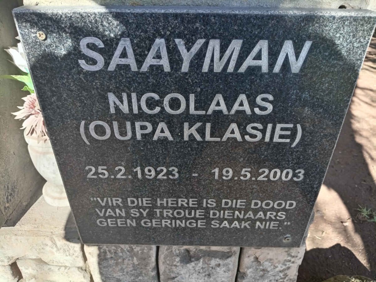 SAAYMAN Nicolaas 1923-2003
