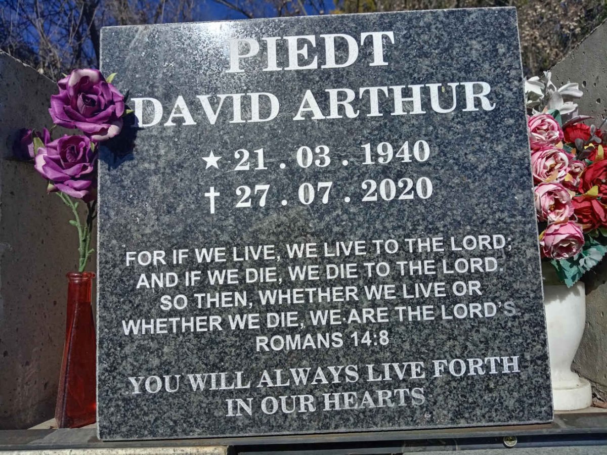 PIEDT David Arthur 1940-2020