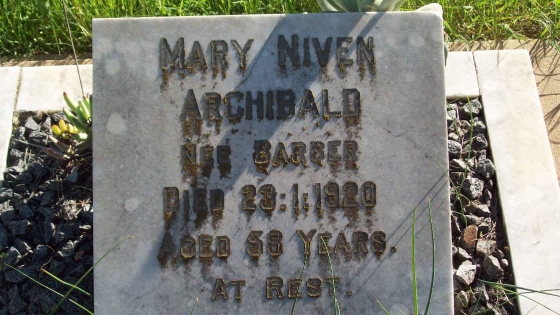 ARCHIBALD Mary Niven nee BARBER -1920