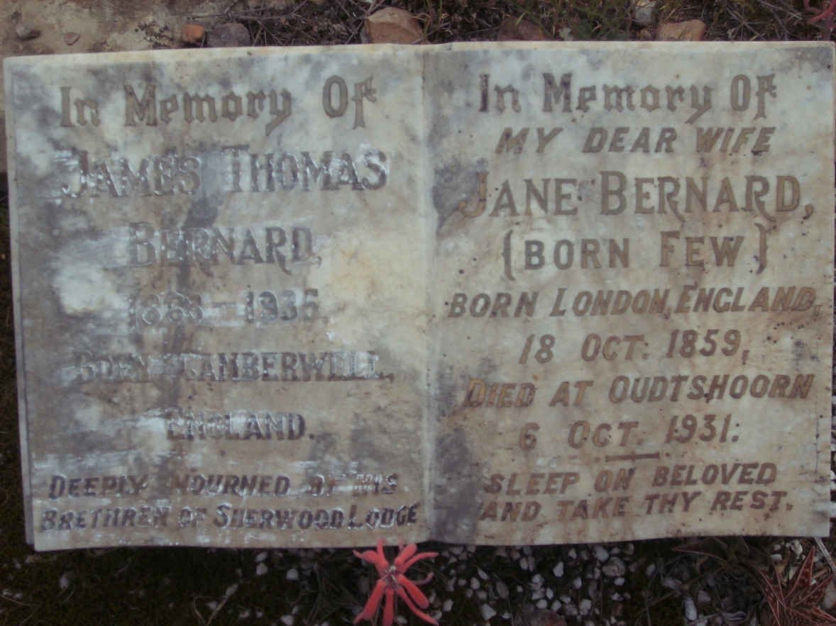 BERNARD James Thomas 186?-1935 &amp; Jane FEW 1859-1931