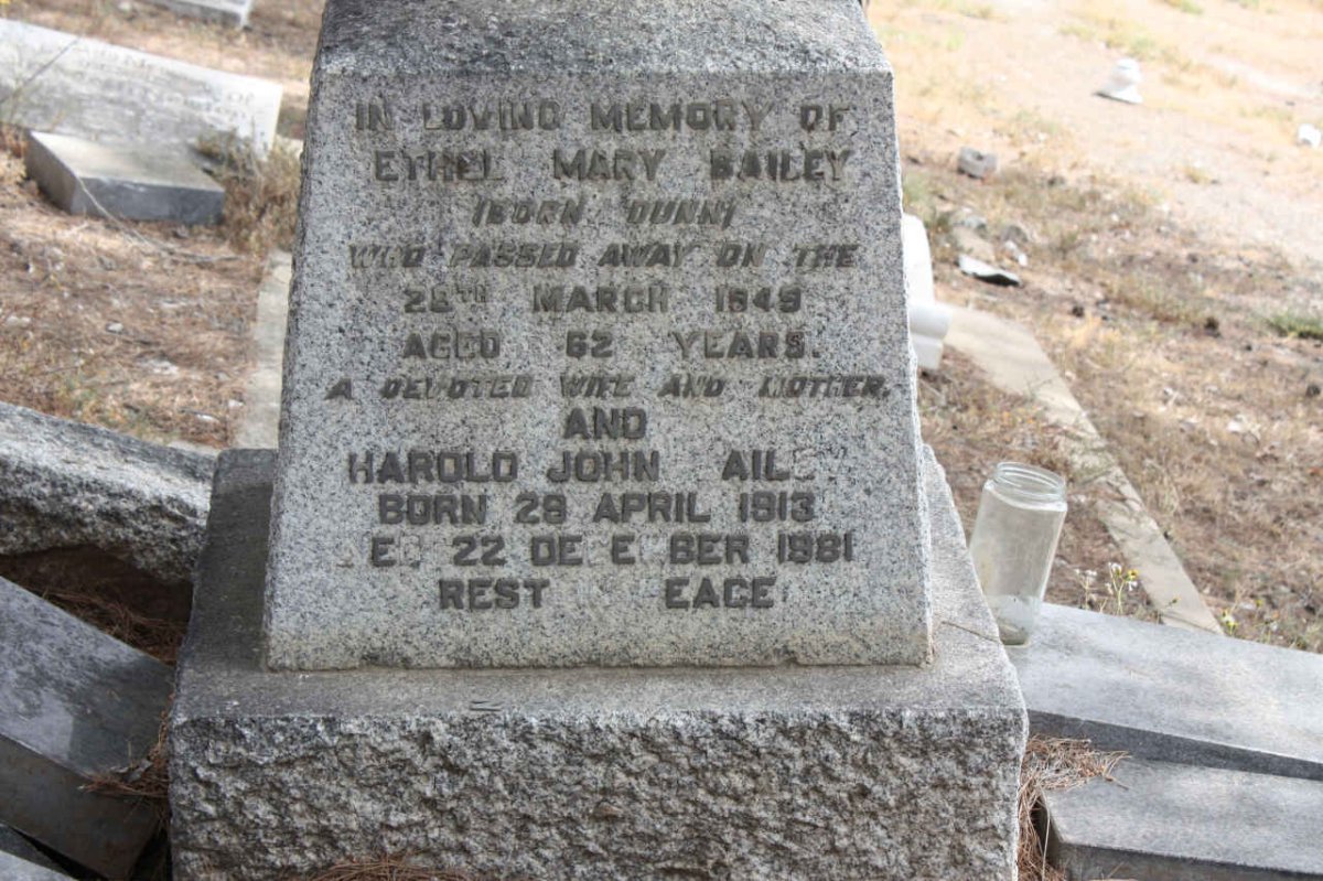 BAILEY Harold John 1913-1981 :: Ethel Mary DUNN -1949