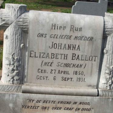 BALLOT Elizabeth nee SCHOEMAN 1850-1931