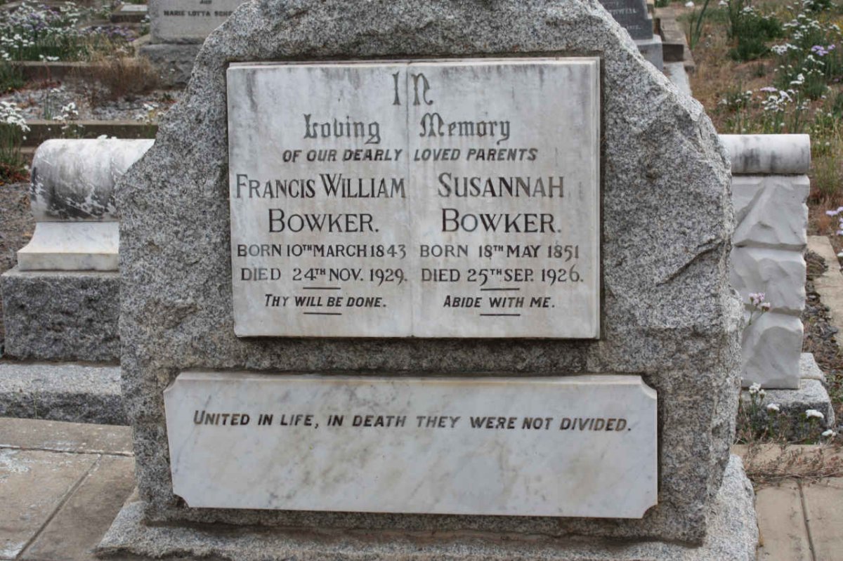 BOWKER Francis William 1843-1929 &amp; Susannah 1851-1926