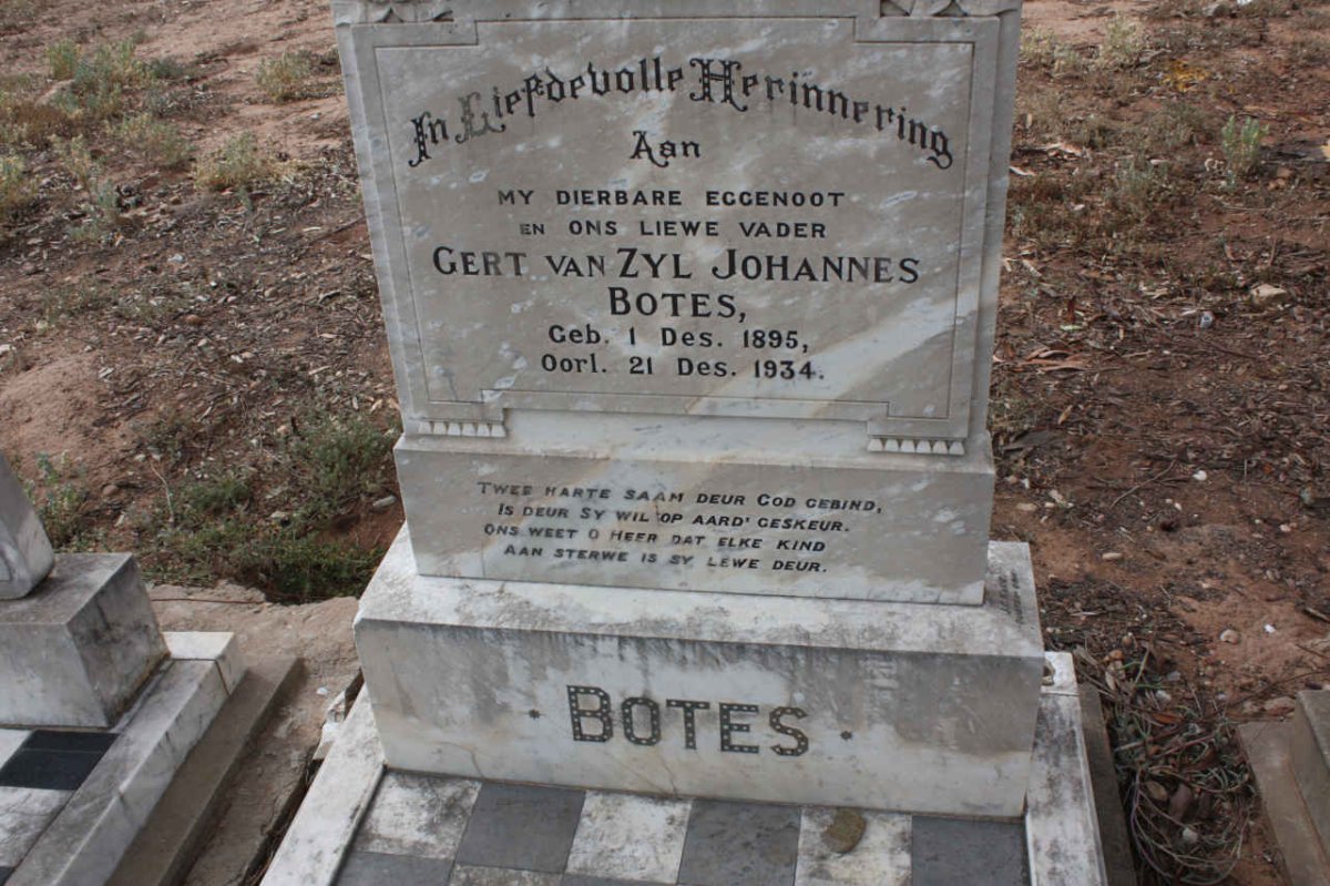 BOTES Gert van Zyl Johannes 1895-1934
