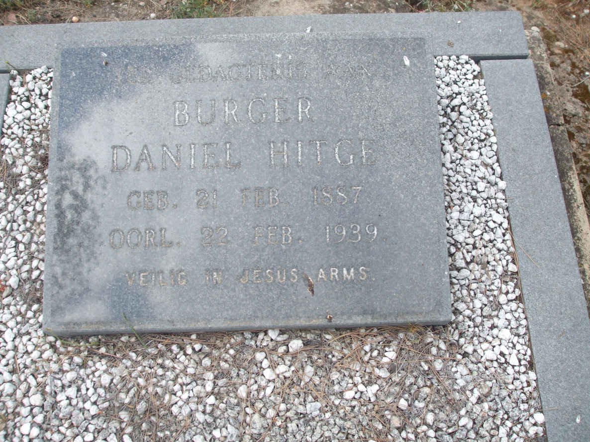 BURGER Daniel Hitge 1887-1939