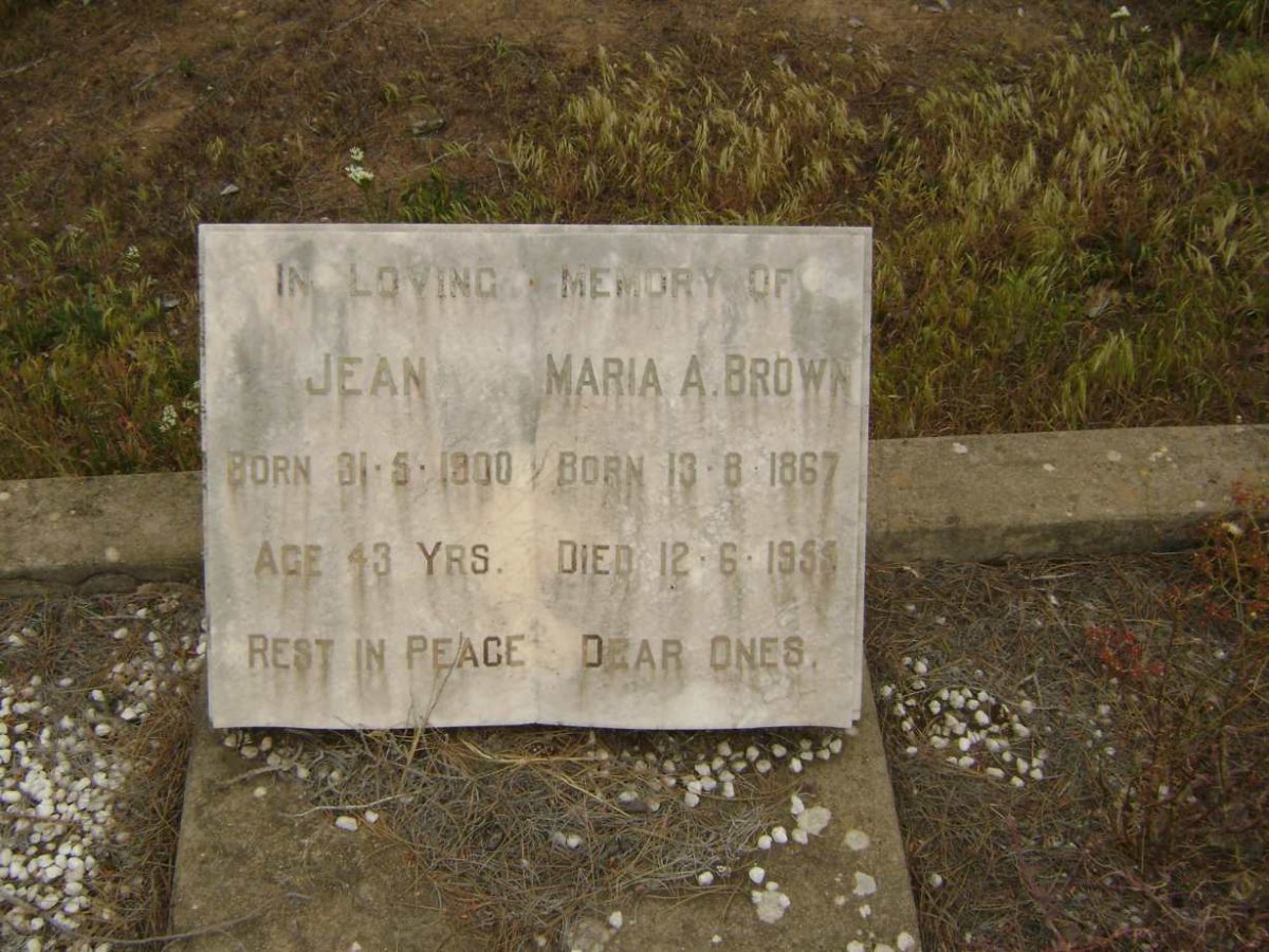 BROWN Maria A.1867-1955 :: BROWN Jean 1900-