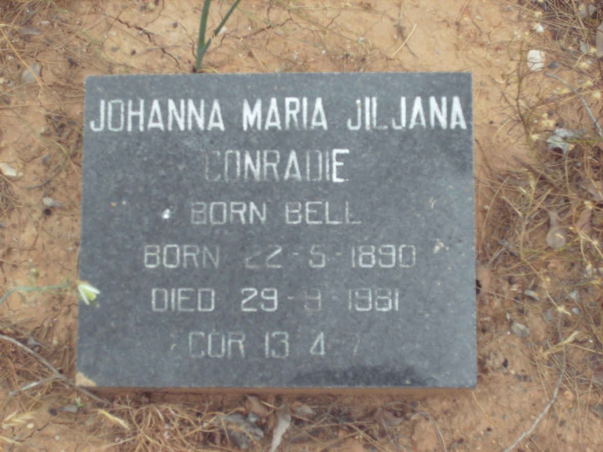 CONRADIE Johanna Maria Jiljana nee BELL 1890-1981