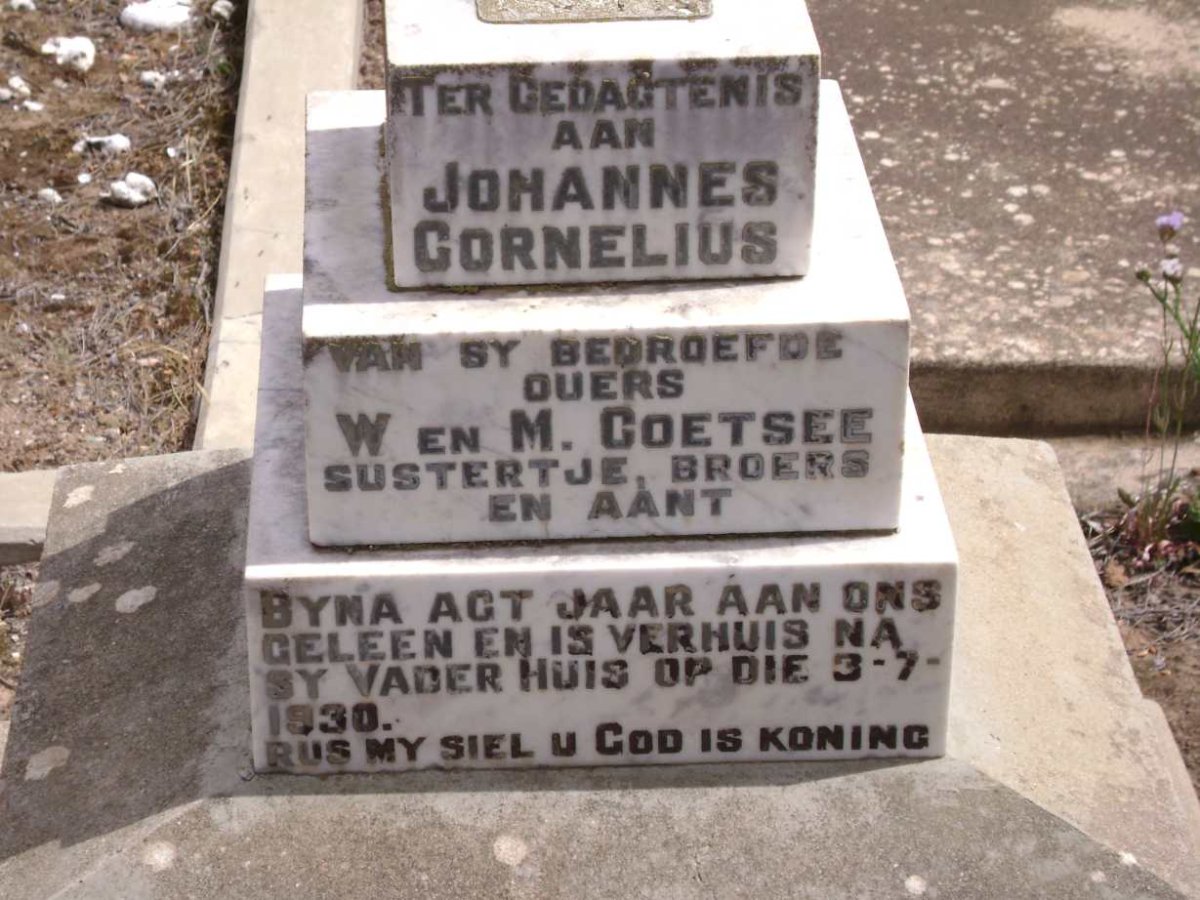 COETSEE Johannes Cornelius -1930