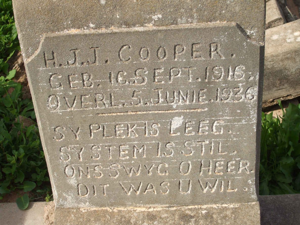COOPER H.J.J. 1916-1936