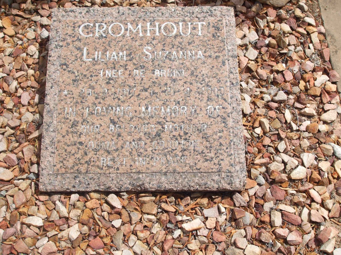 CROMHOUT Lilian Suzanna nee DE BRUIN 1917-2000