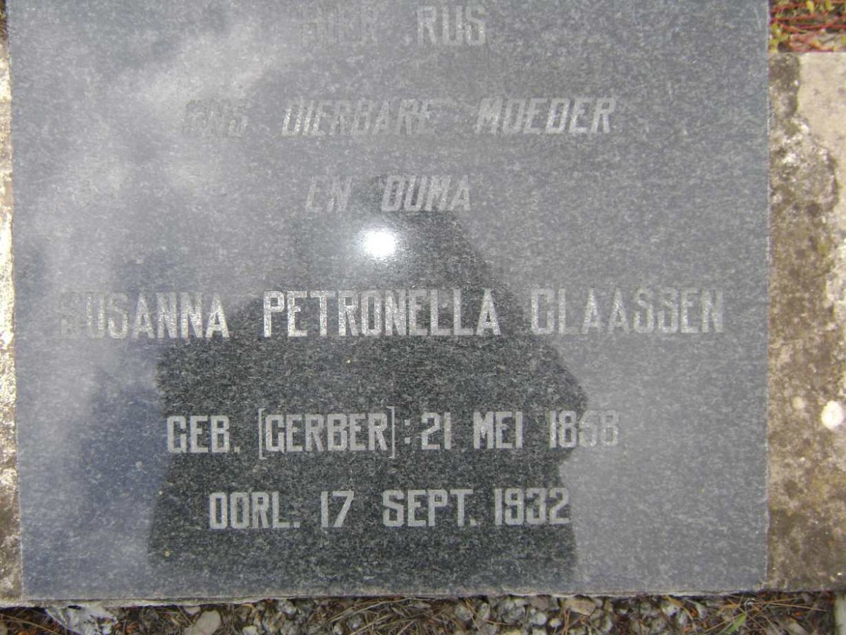 CLAASSEN Susanna Petronella nee GERBER 1858-1932