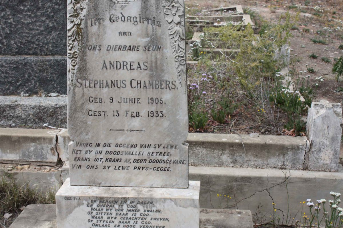 CHAMBERS Andreas Stephanus 1905-1933