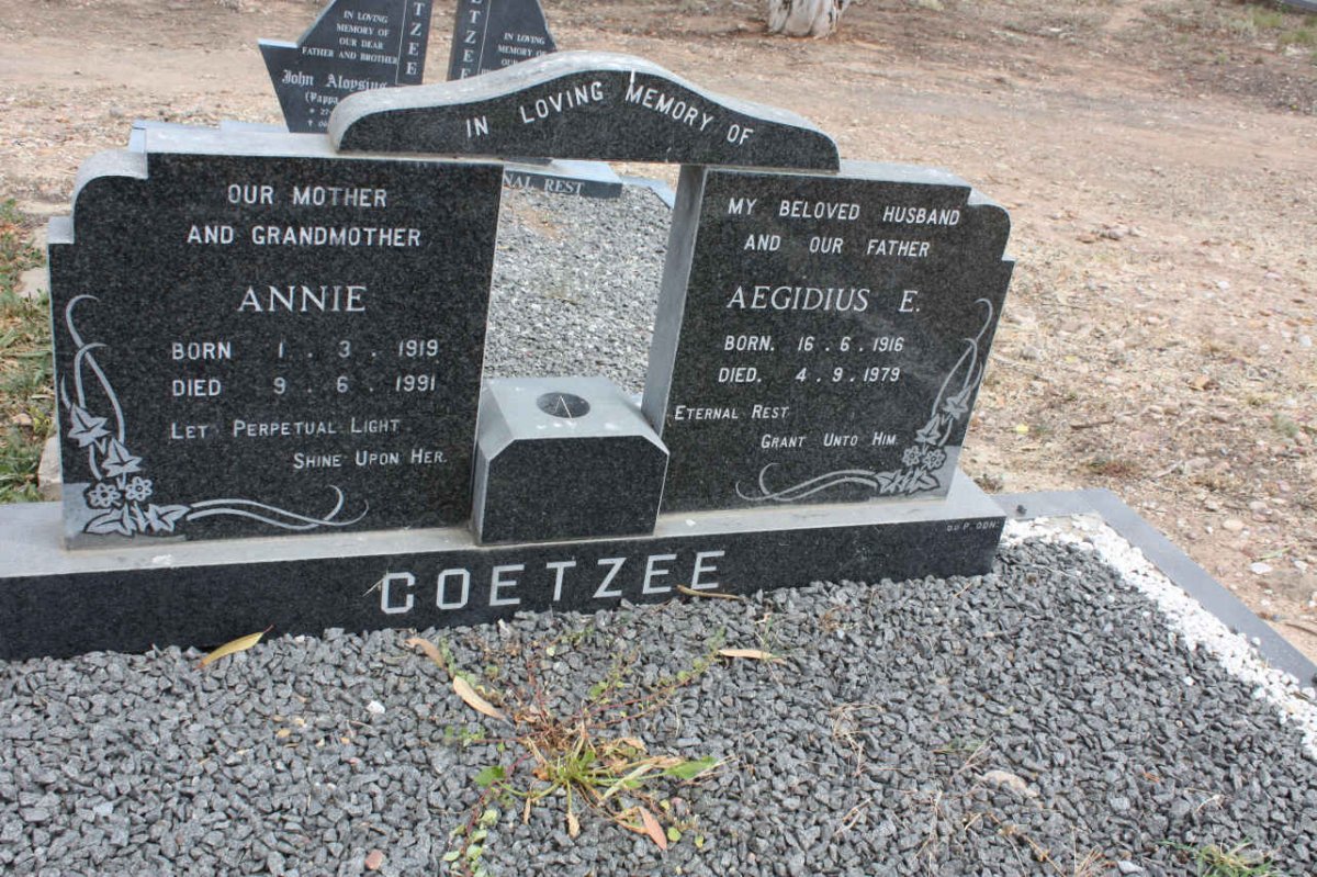 COETZEE Aegidius E. 1916-1979 &amp; Annie 1919-1991