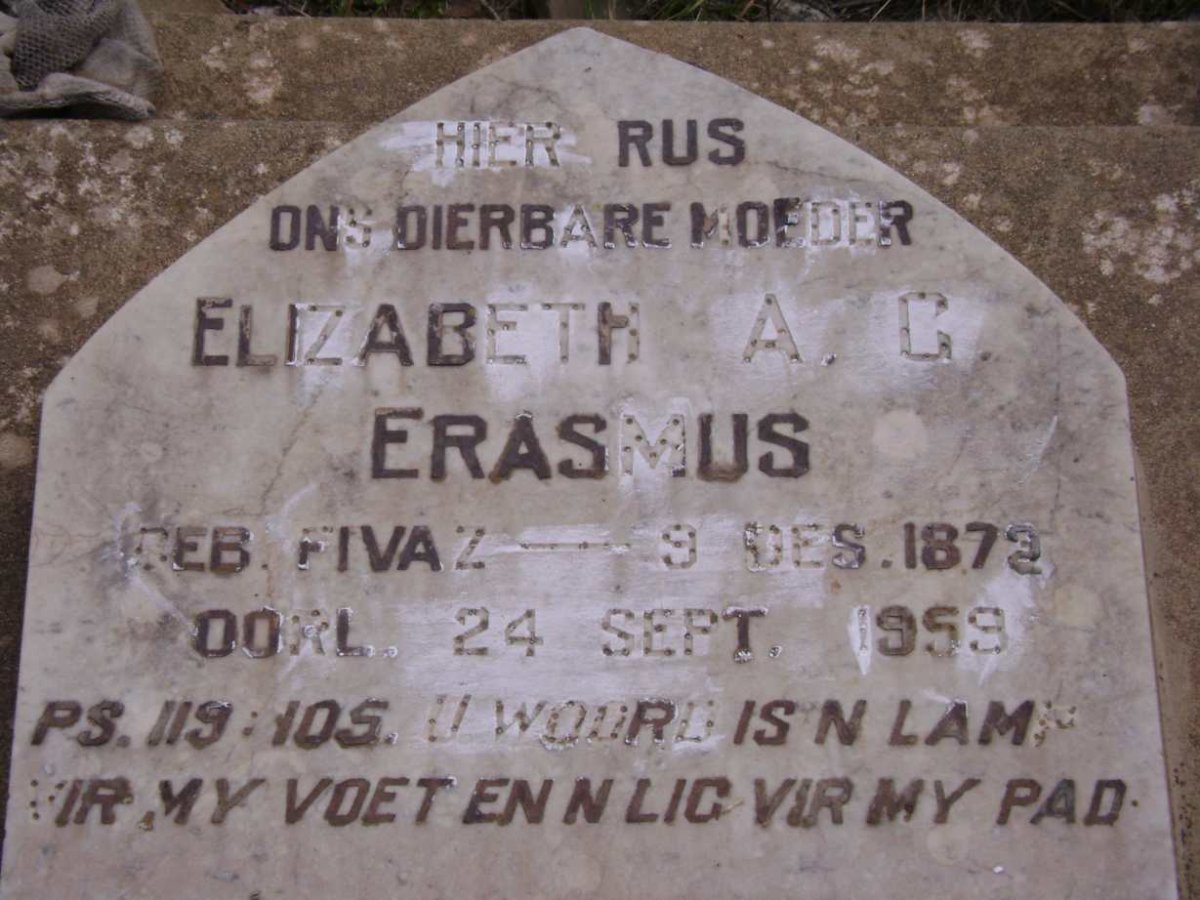 ERASMUS Elizabeth A.G. 1873-1959