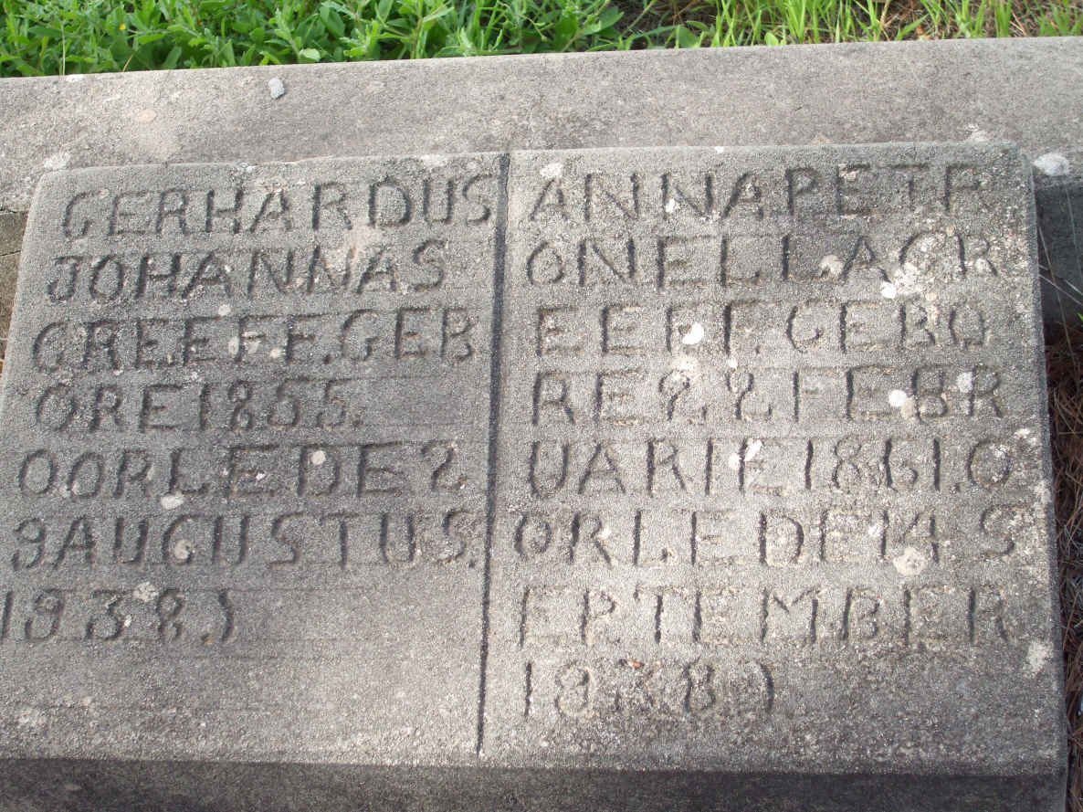 GREEFF Gerhardus Johannas  1855-1938 &amp; Anna Petronella 1861-1938
