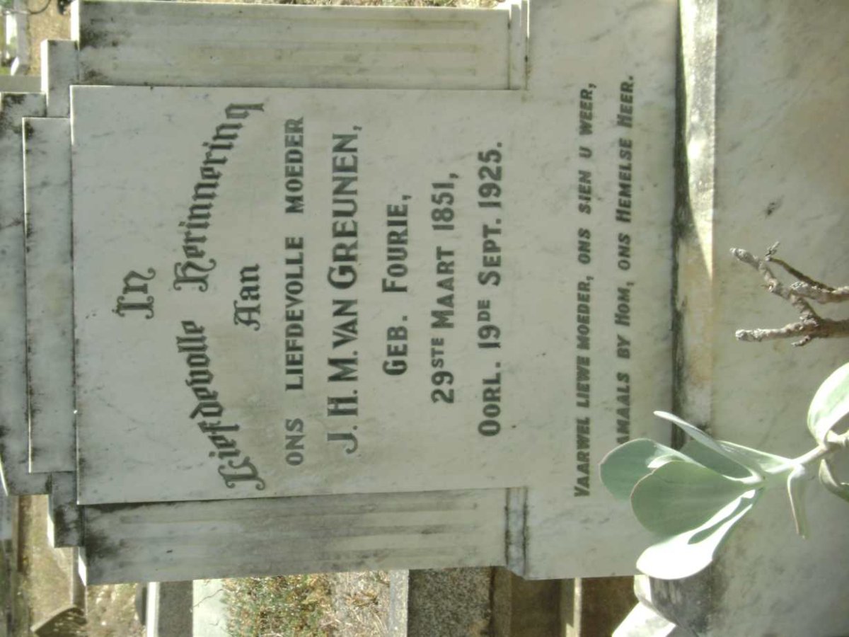 GREUNEN J.H.M., van nee FOURIE 1851-1925