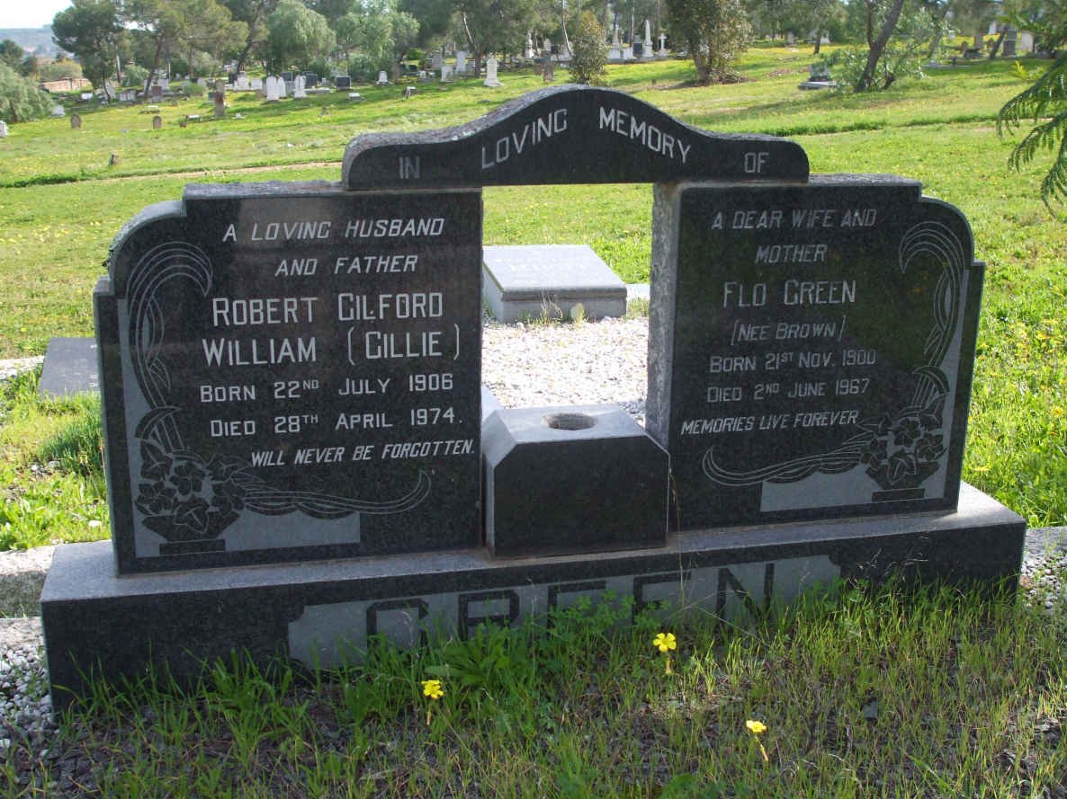 GREEN Robert Gilford William 1906-1974 &amp; Flo BROWN 1900-1967