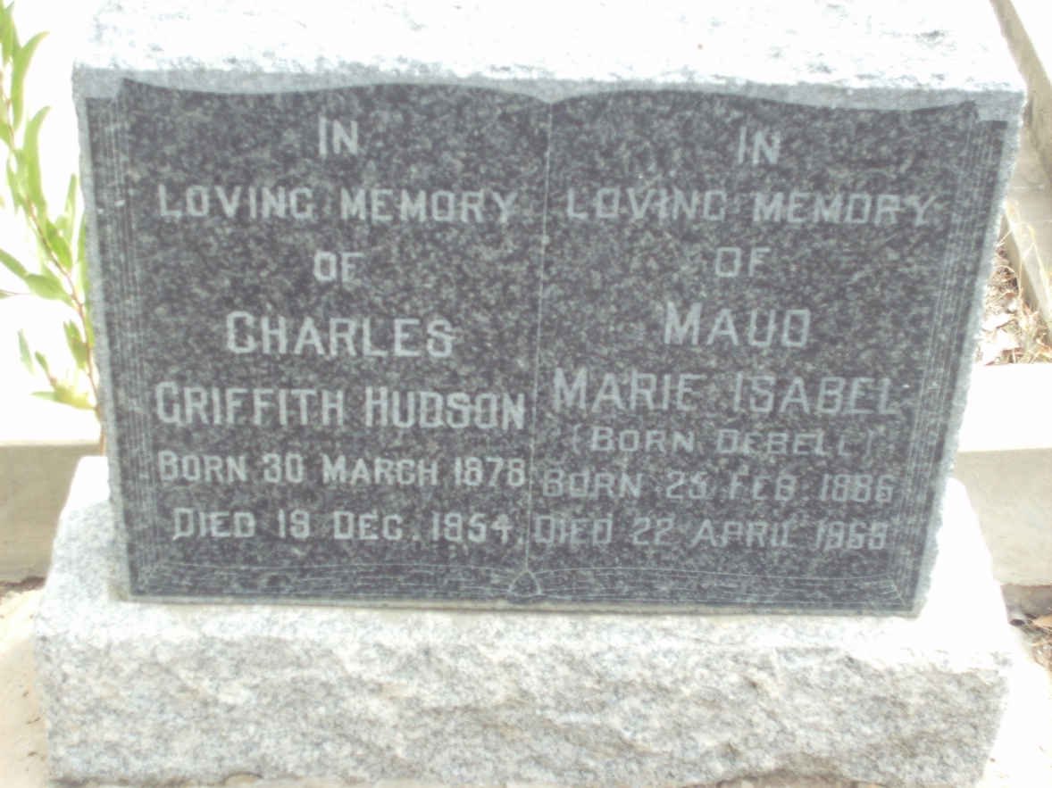HUDSON Charles Griffith 1878-1954 &amp; Maud Marie Isabel DEBELL 1886-1958