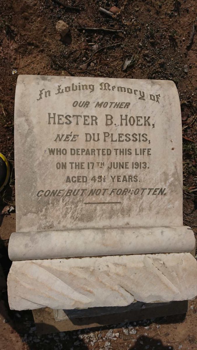 HOEK Hester B. nee DU PLESSIS -1913