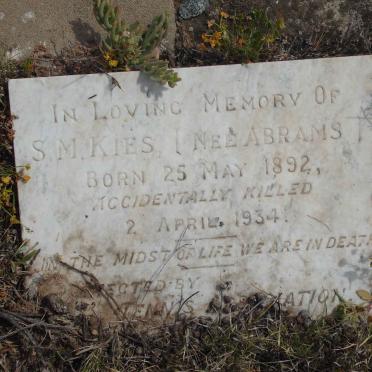 KIES S.M nee ABRAMS 1892-1934