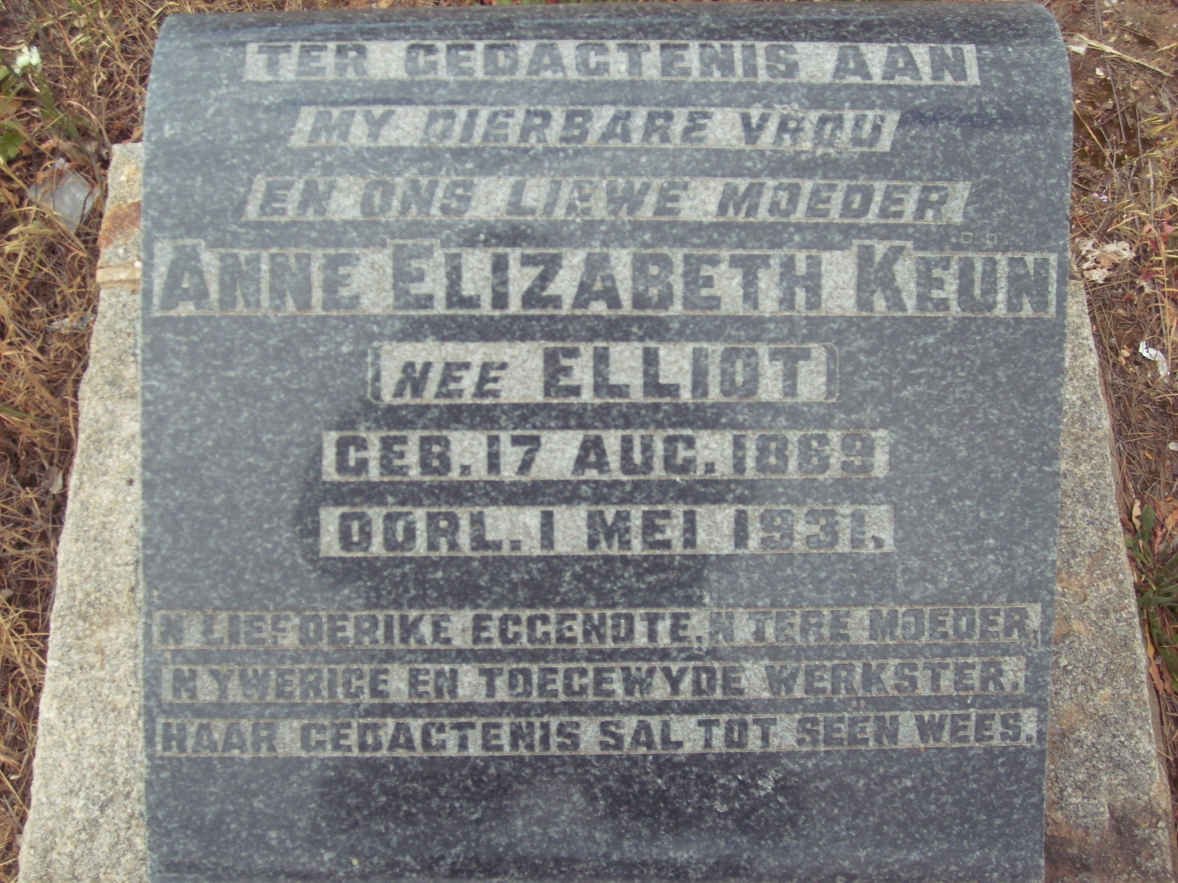 KEUN Anne Elizabeth nee ELLIOT 1869-1931