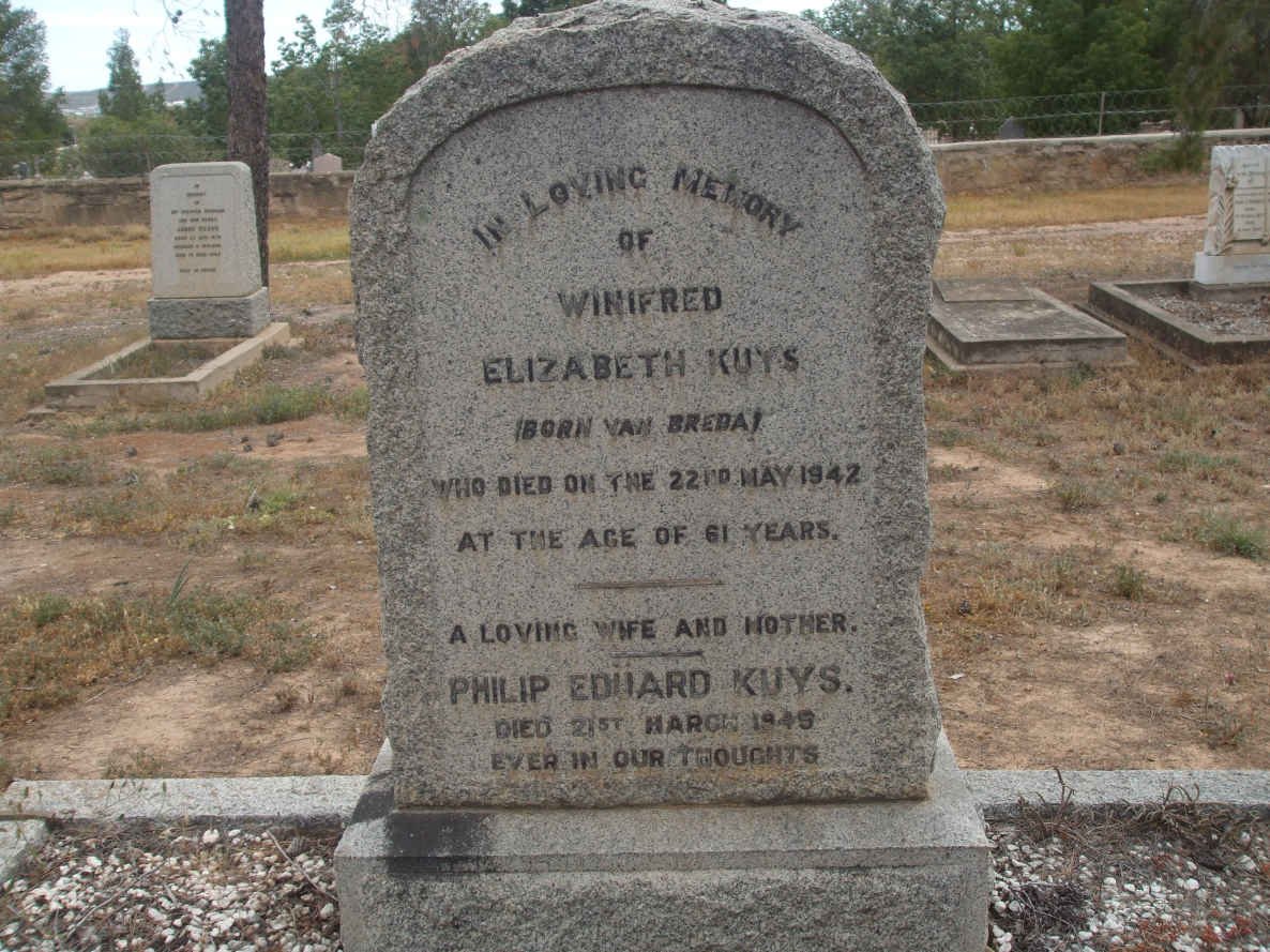 KUYS Philip Eduard -1949 &amp; Winifred Elizabeth VAN BREDA -1942 