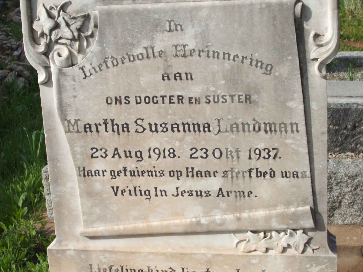LANDMAN Martha Susanna 1918-1937