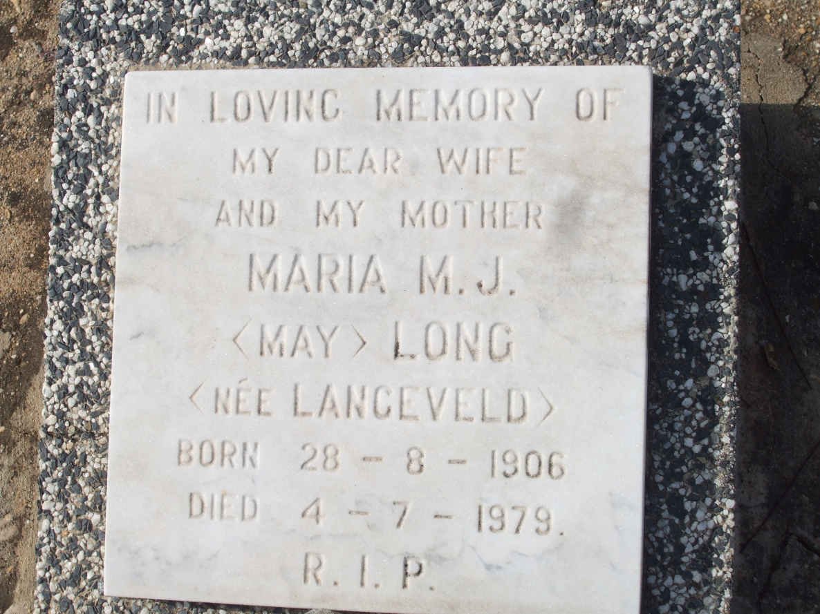 LONG Maria M.J. nee LANGEVELD 1906-1979