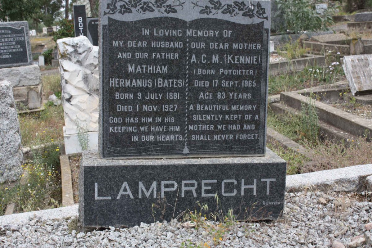 LAMPRECHT Mathiam Hermanus 1881-1927 &amp; A.C.M  POTGIETER -1965