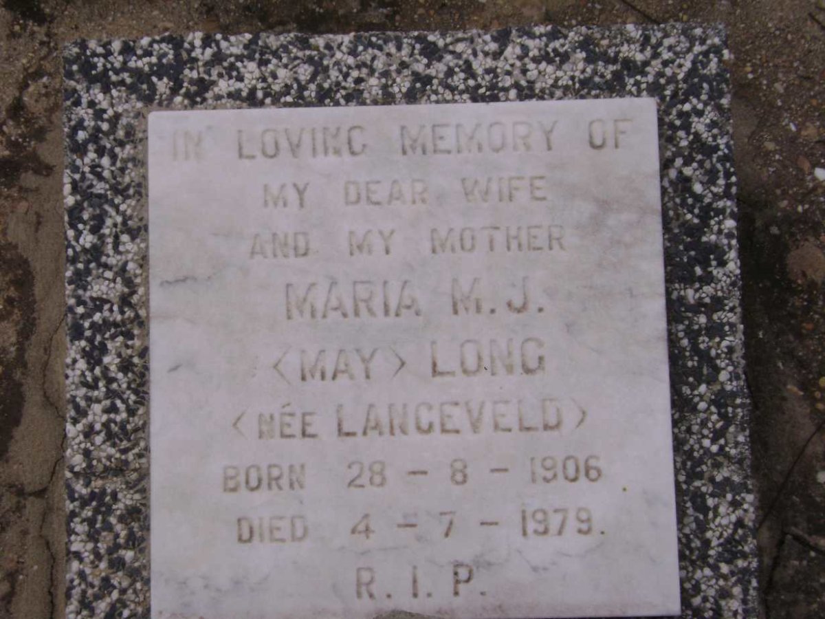 LONG Maria M.J. nee LANGEVELD 1906-1979