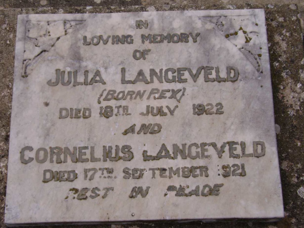 LANGEVELD Cornelius -1921 &amp; Julia Rex -1922