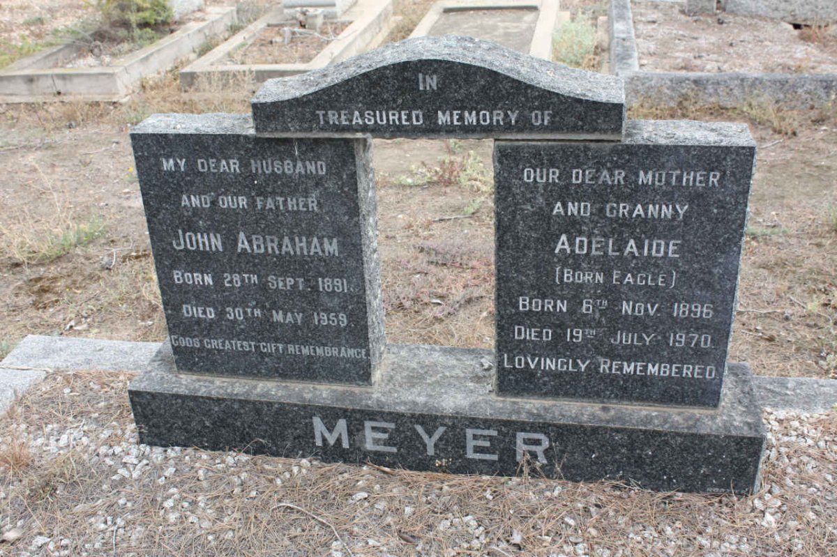 MEYER John Abraham 1891-1959 &amp; Adelaide EAGLE 1896-1970
