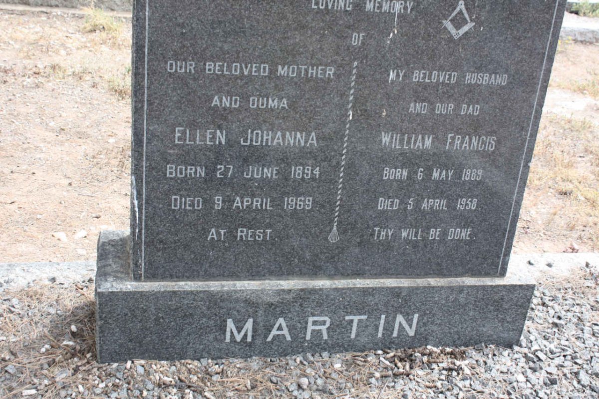 MARTIN William Francis 1889-1958 &amp; Ellen Johanna 1894-1969